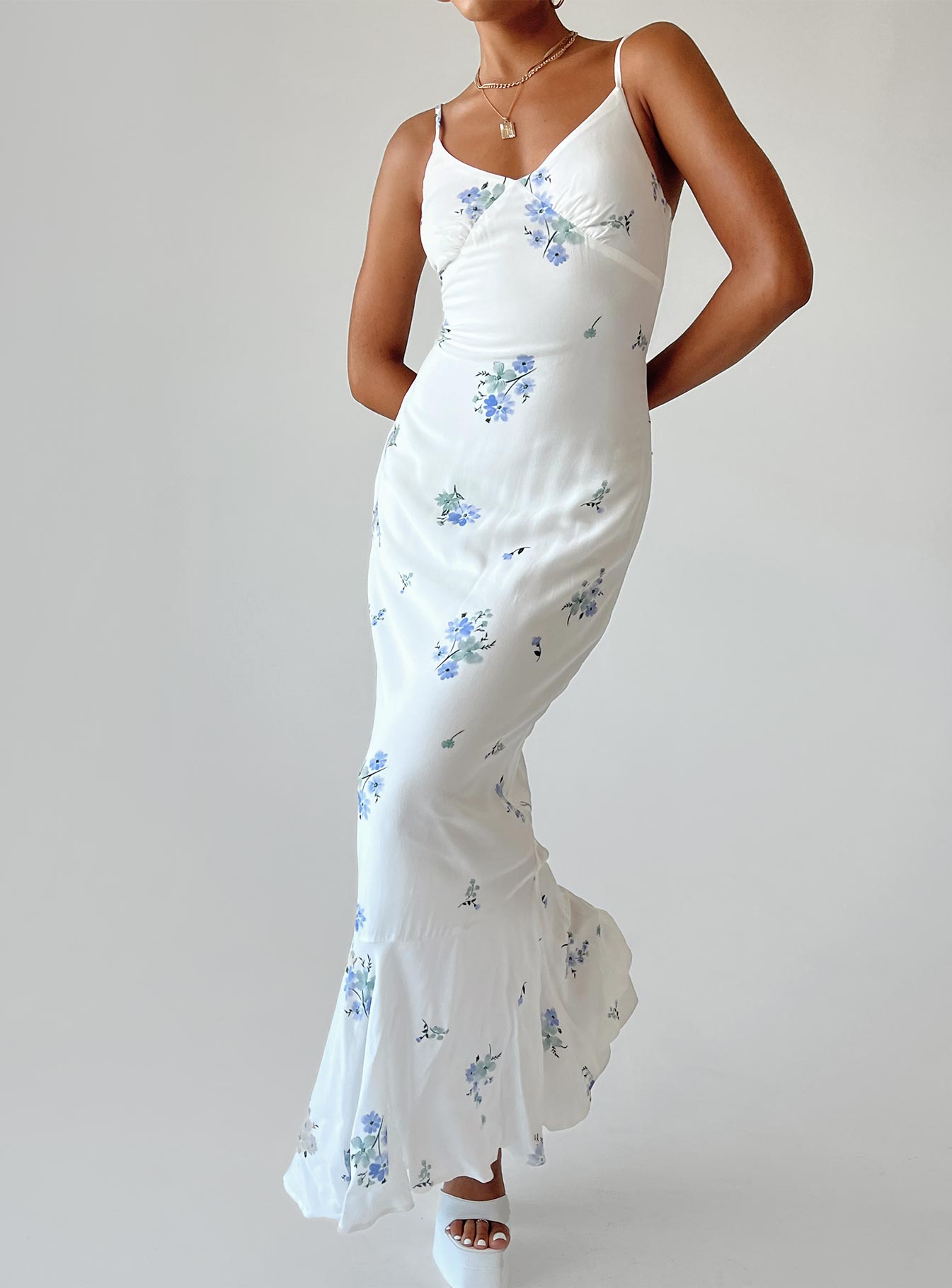 Sing Along Maxi Dress White / Blue