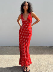 Nellie Maxi Dress Red Polka Dot