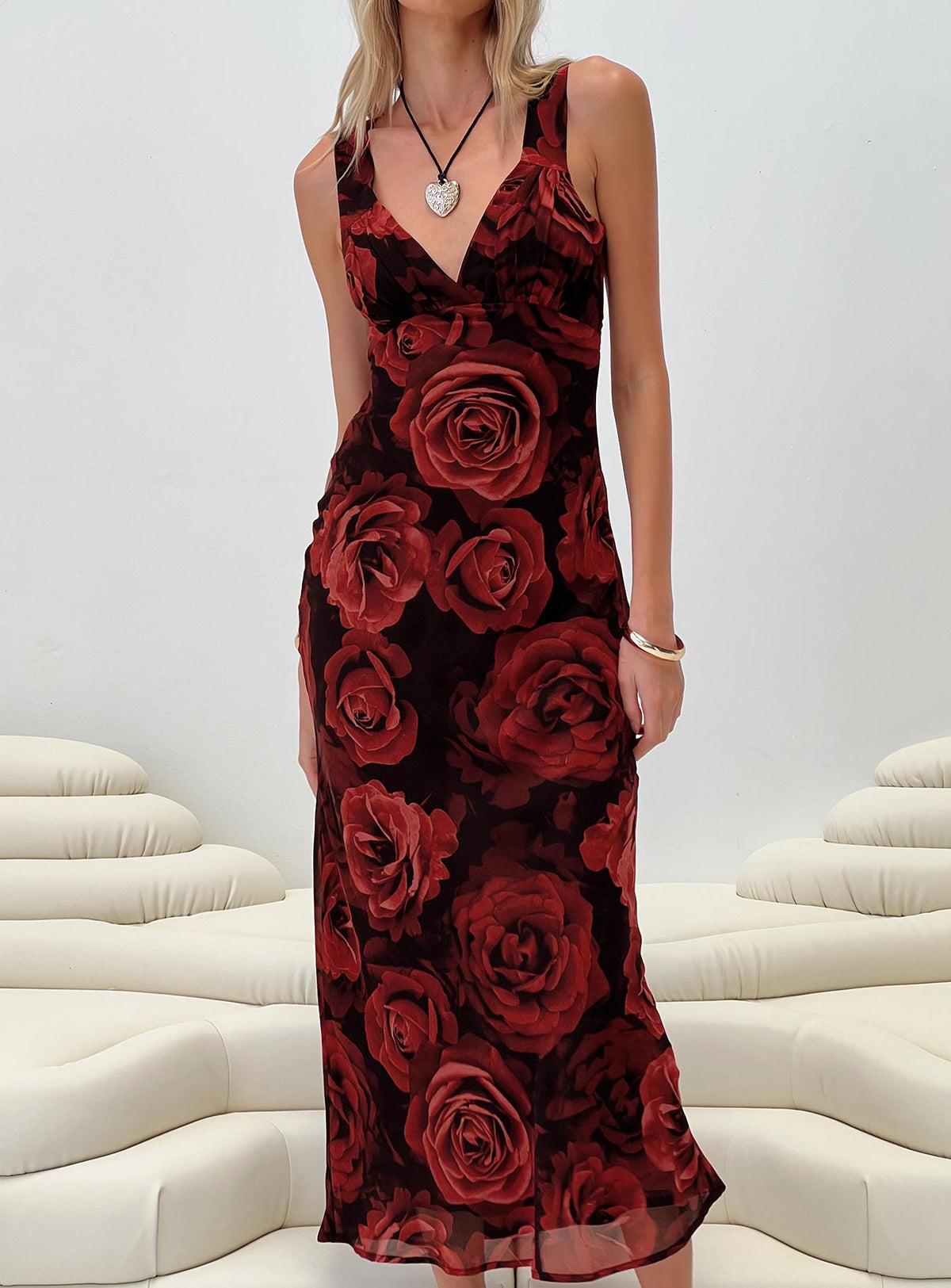 Maysa Rose Maxi Dress Black / Red