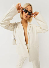 In The Mix Blazer - Ivory Snakeskin