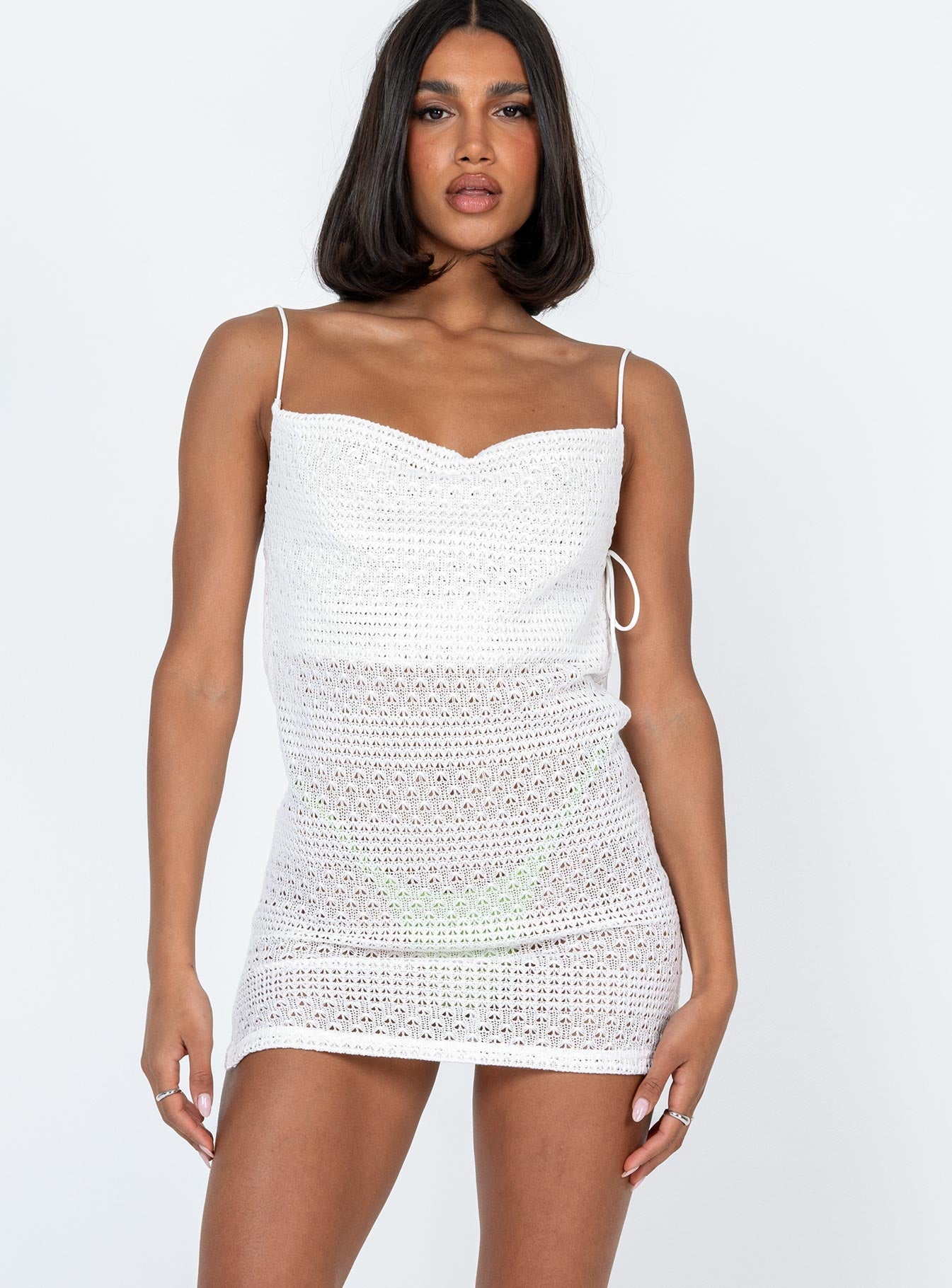 Carla Cowl Neck Mini Dress White