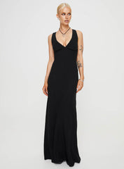 Verde Linen Blend Maxi Dress Black