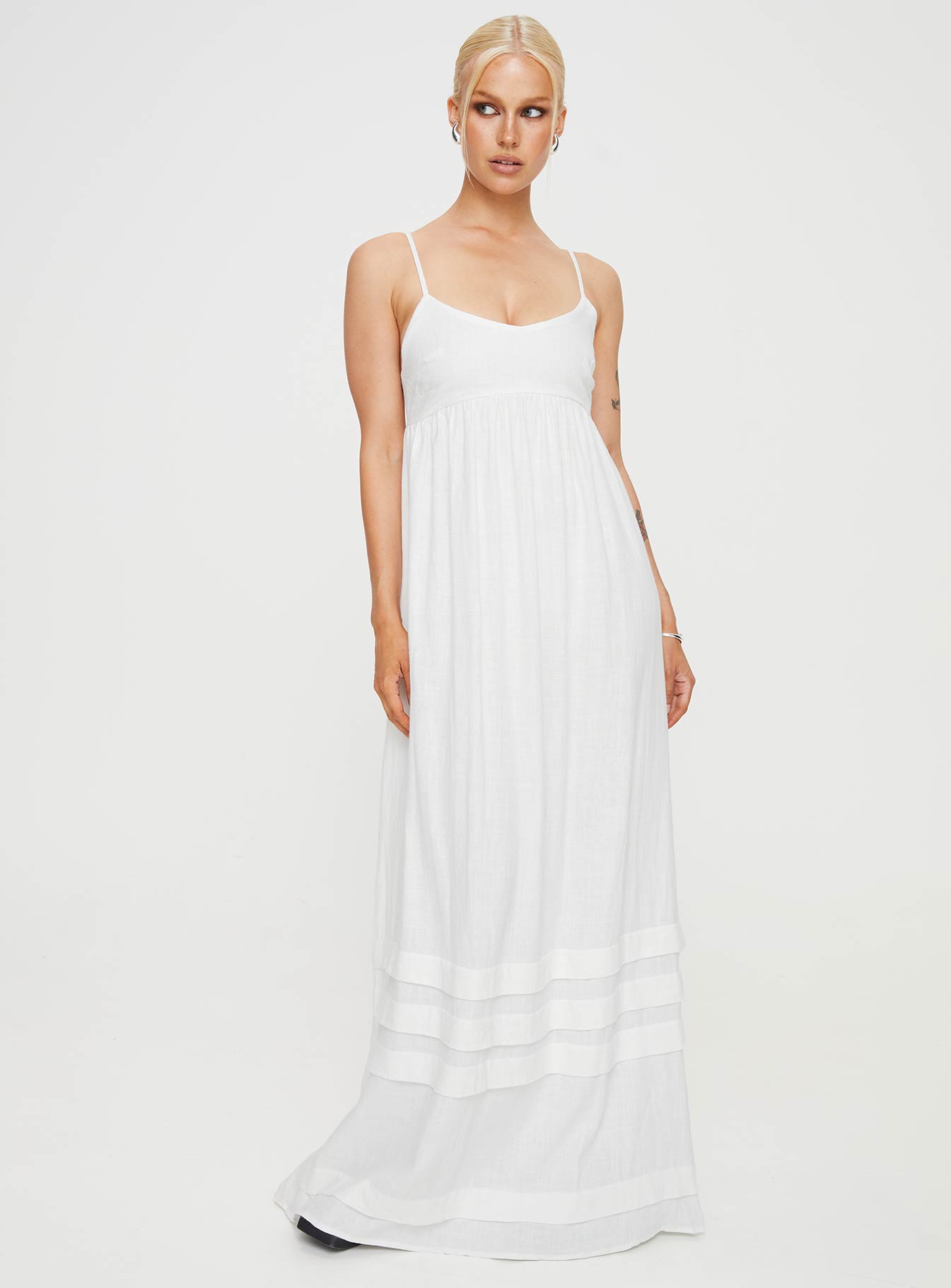 Milden Linen Blend Maxi Dress White