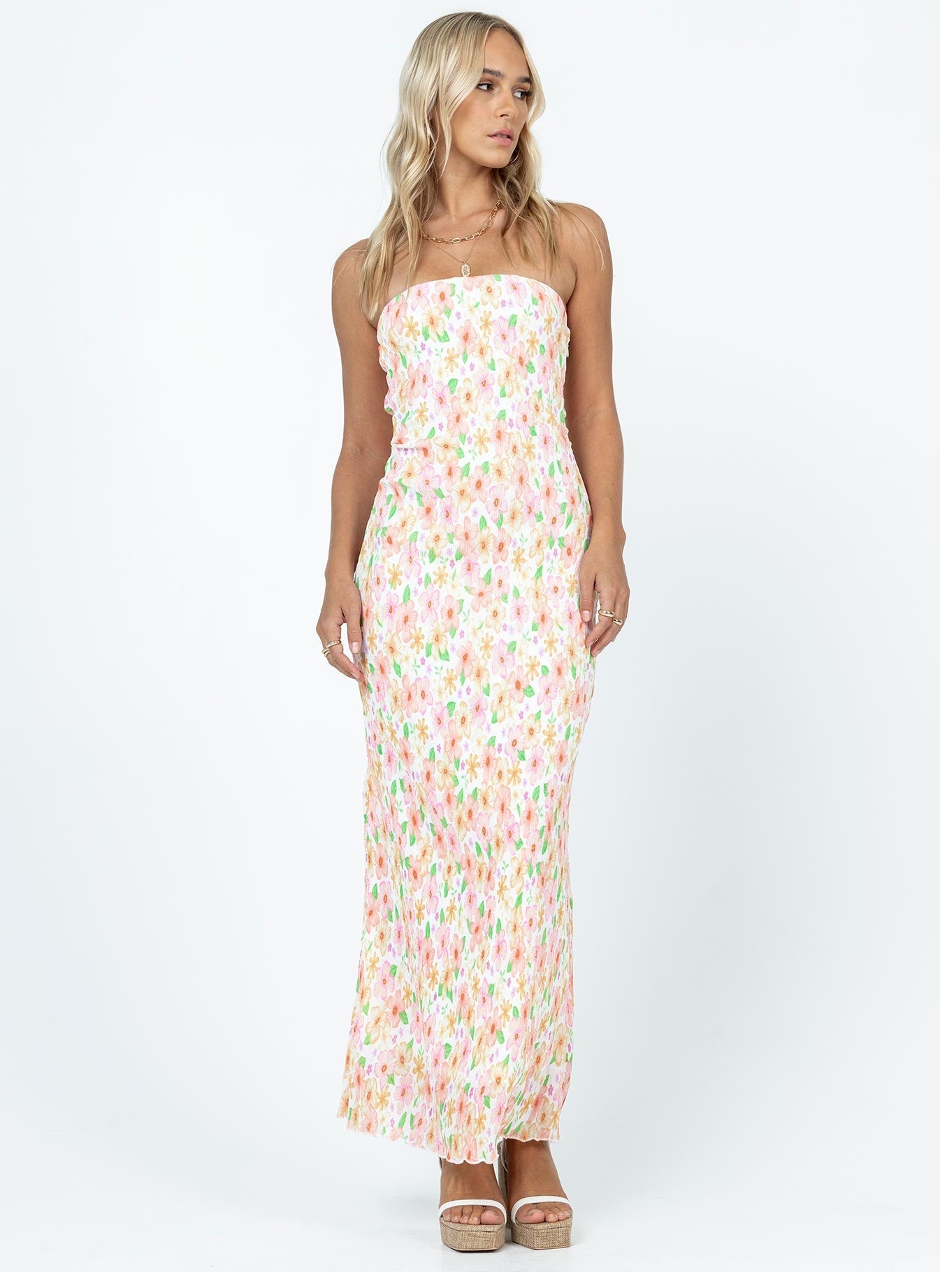 Tiarna Strapless Maxi Dress White / Floral