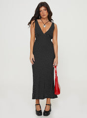 Nellie Maxi Dress Black Polka Dot Petite