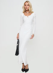 Sorento Long Sleeve Bias Cut Maxi Dress White