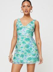 Zuba Mini Dress Green Floral