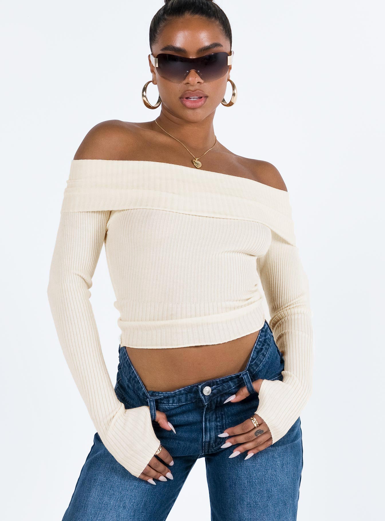 Morley Off Shoulder Sweater Cream