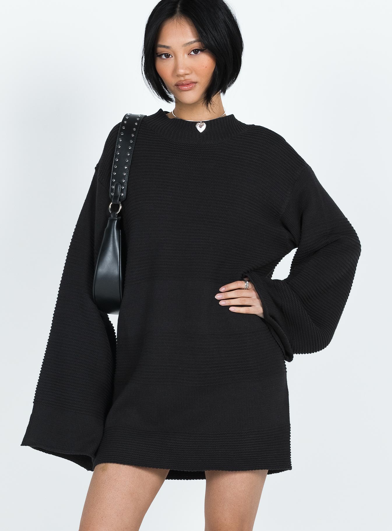 Cheyenne Knit Sweater Dress Black