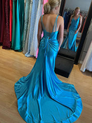 V-neck High Side Slit Sexy Prom Dresses, Purple Prom Dresses, Newest Prom Dresses, 2024 Prom Dresses, Evening Dresses