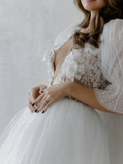 Bubble Sleeves Chic Wedding Dresses, Mini Wedding Dresses, Short Prom Dresses, Newest Prom Dresses, Homecoming Dresses