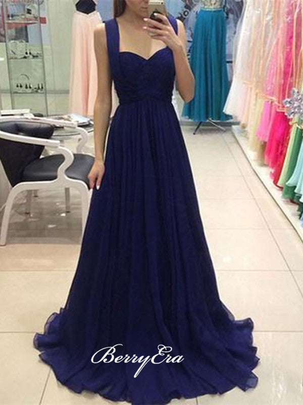 Chiffon A-line Newest Prom Dresses, Cheap Prom Dresses, Simple Prom Dresses