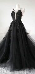 Spaghetti Straps Lace Prom Dresses, A-line Elegant Newest Long Prom Dresses