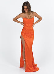 Tyree Strapless Maxi Dress Orange