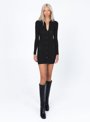 Zayda Long Sleeve Mini Dress Black