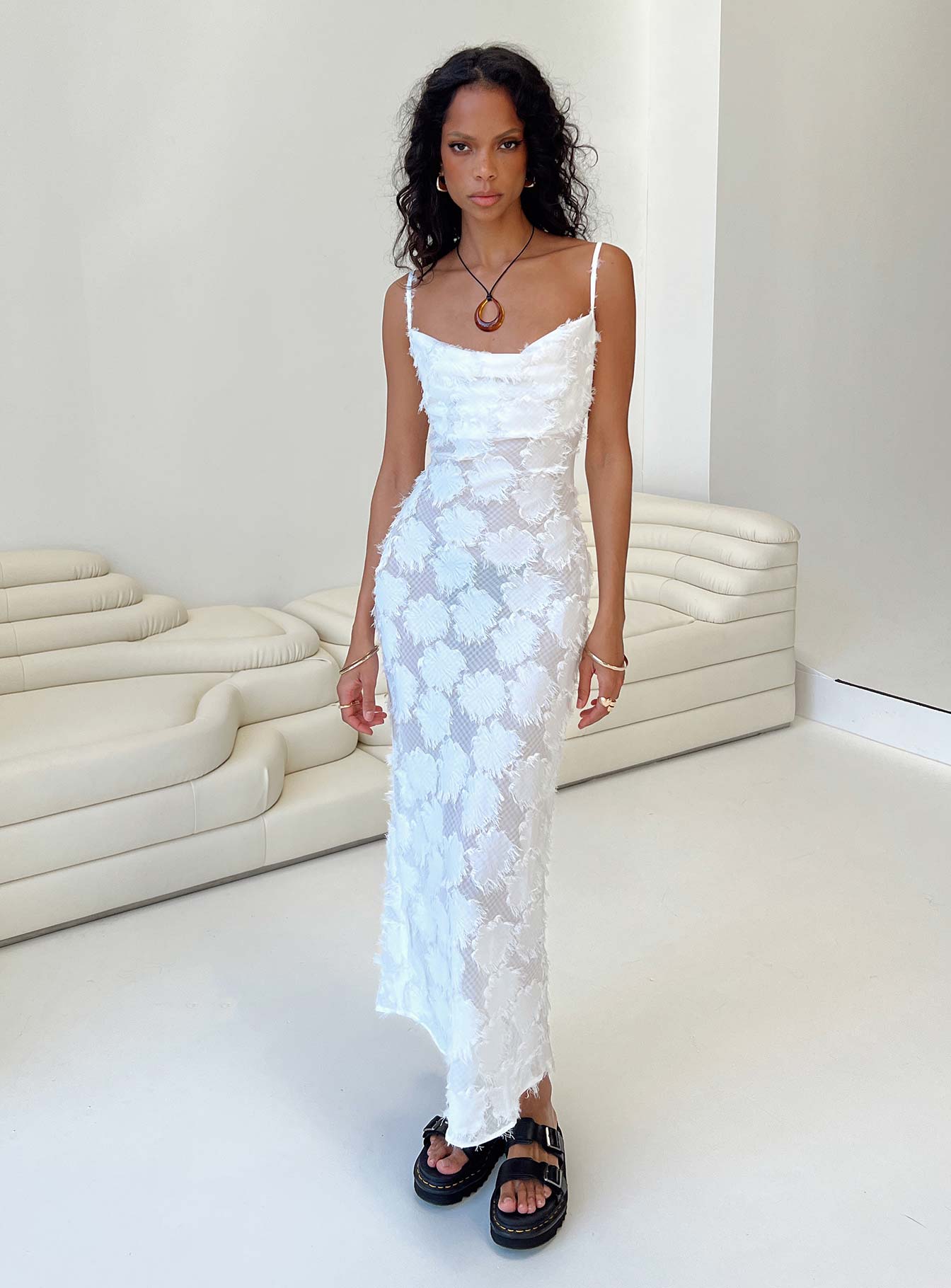 Spring Sheer Maxi Dress White