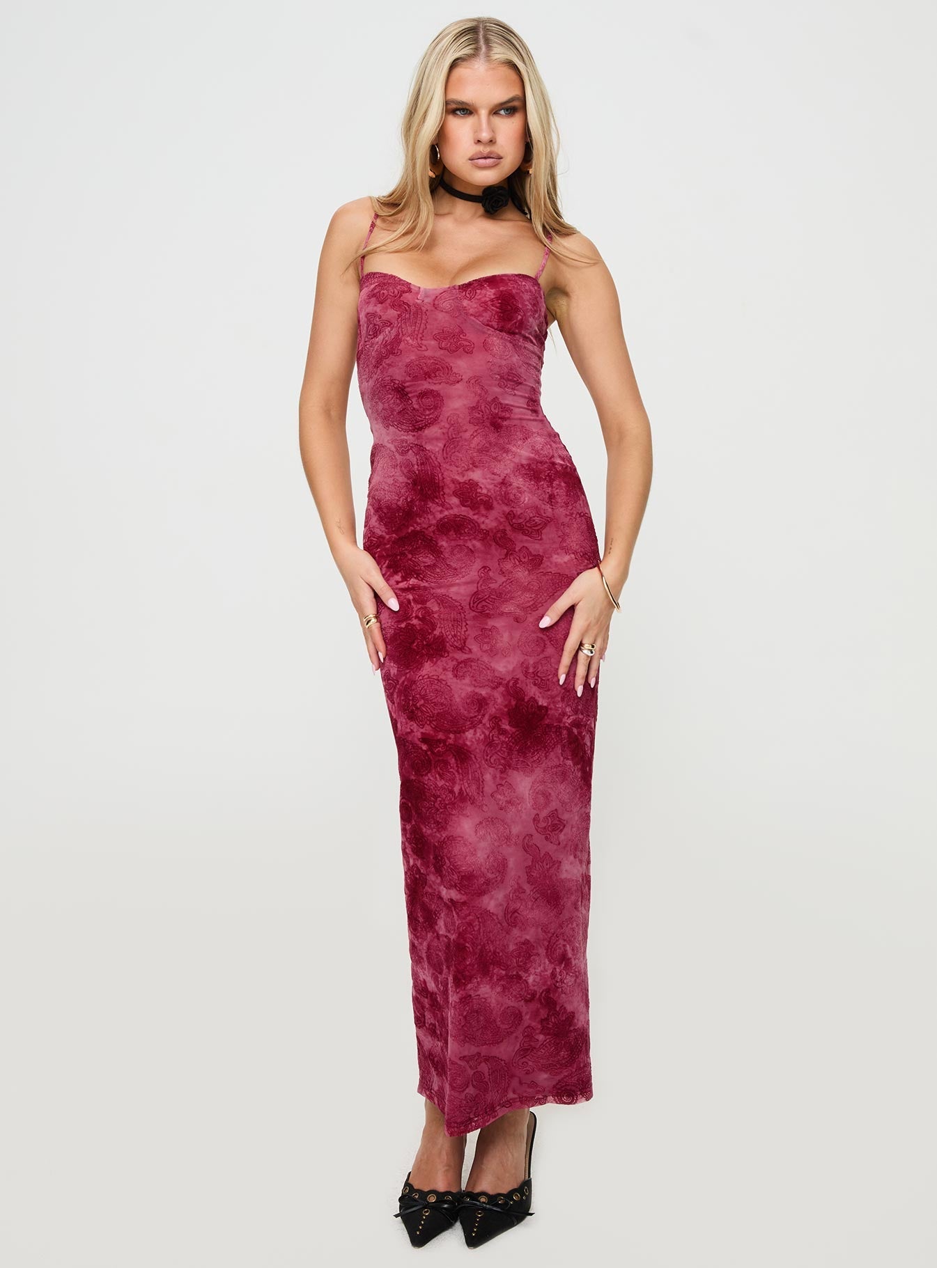 Orla Paisley Maxi Dress Burgundy