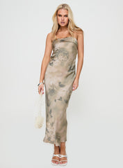 Voices Strapless Maxi Dress Cream Floral