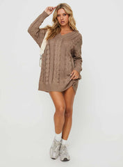 Verno Cable Knit Sweater Dress Oatmeal