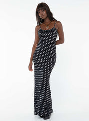 Luncheon Maxi Dress Black Polka Dot