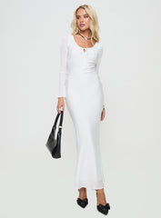 Sorento Long Sleeve Bias Cut Maxi Dress White