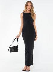 Swansen High Neckline Maxi Dress Black