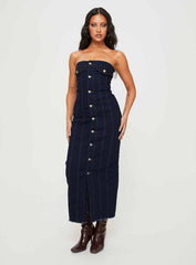 Marza Denim Strapless Maxi Dress Indigo