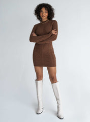 Zion Long Sleeve Mini Dress Brown