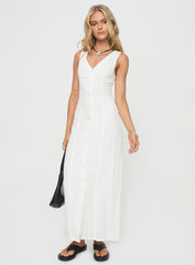 Summer Season Linen Blend Maxi Dress White