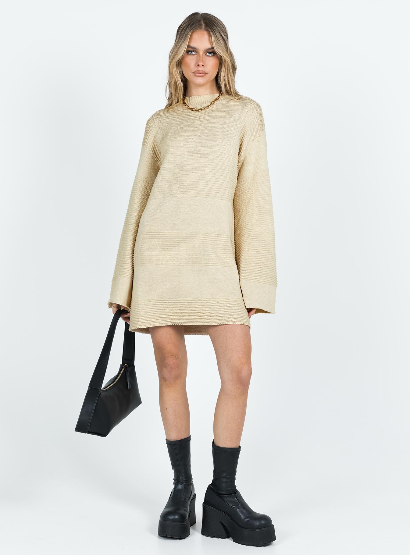 Cheyenne Knit Sweater Dress Beige