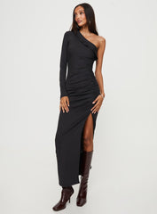 Mahira One Shoulder Maxi Dress Black