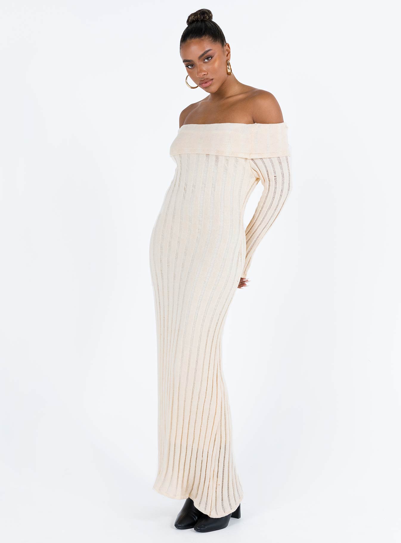 Lefler Off The Shoulder Maxi Dress Beige