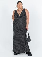 Nellie Maxi Dress Black Polka Dot Curve