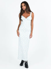 Lupton Maxi Dress White / Blue Floral