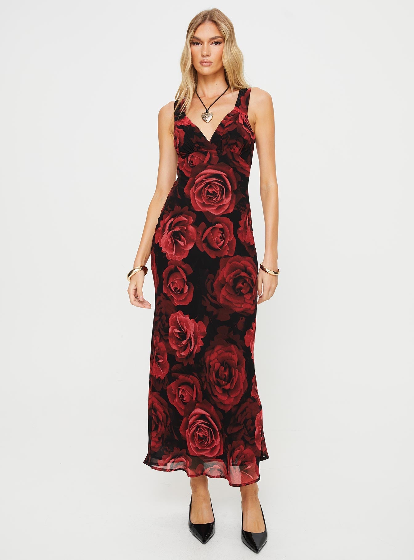 Maysa Rose Maxi Dress Black / Red