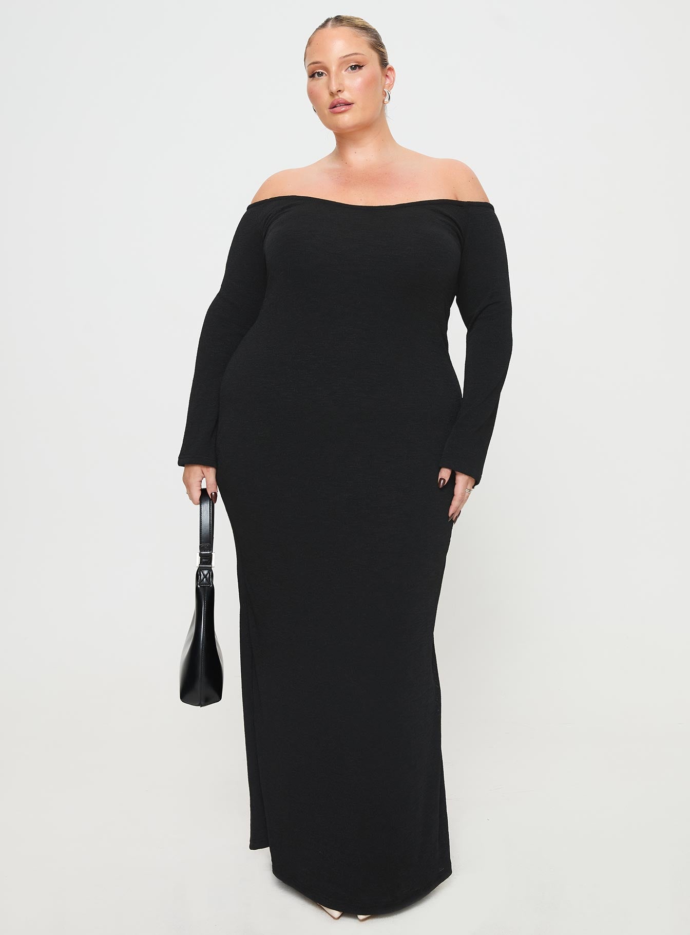 Korey Off The Shoulder Maxi Dress Black Curve