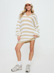 Williamson Sweater Mini Dress Beige / White