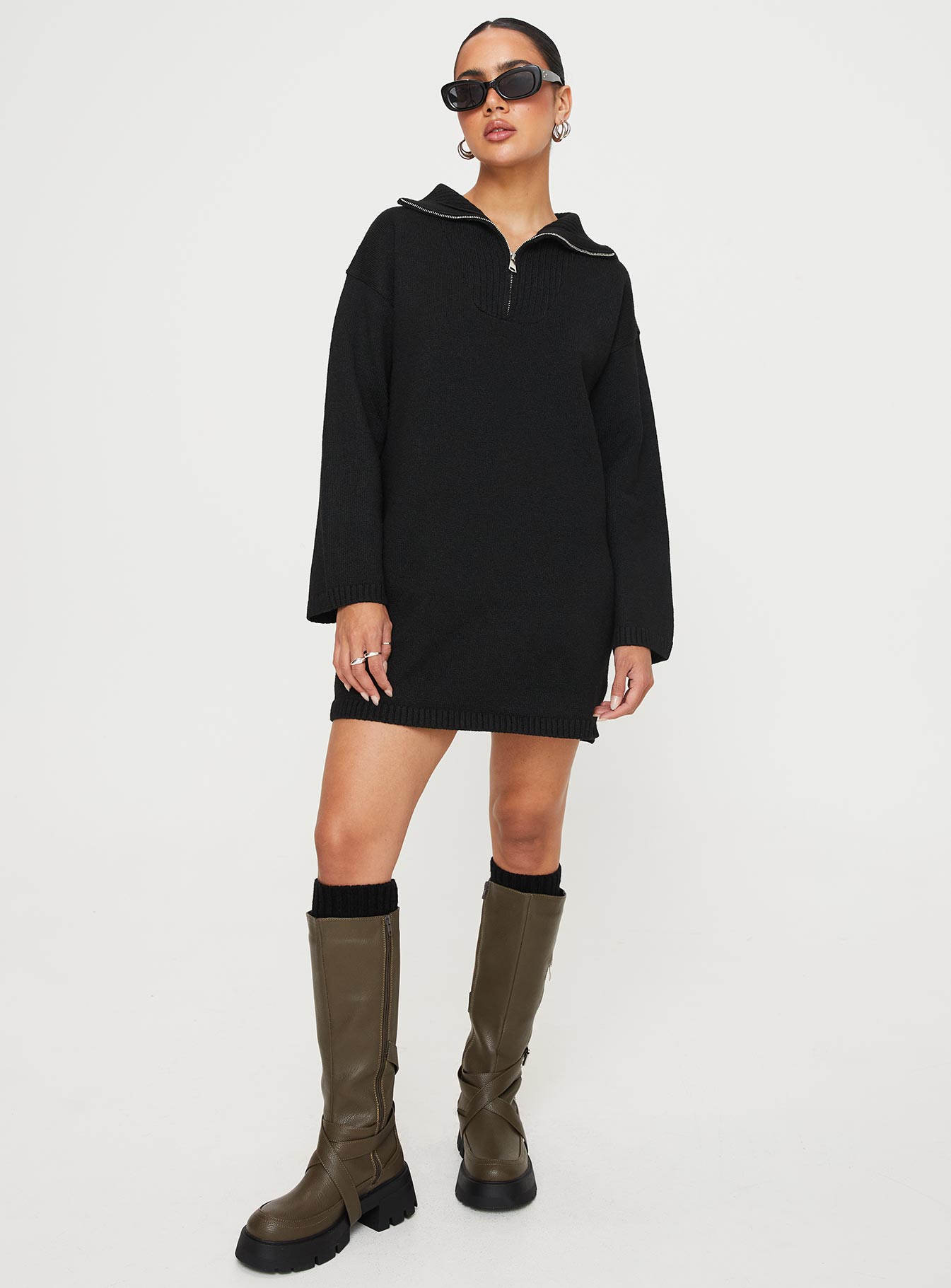 Darmi Mini Sweater Dress Black