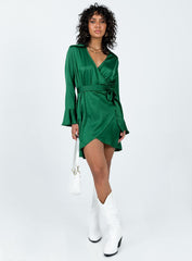 Spiers Wrap Mini Dress Green