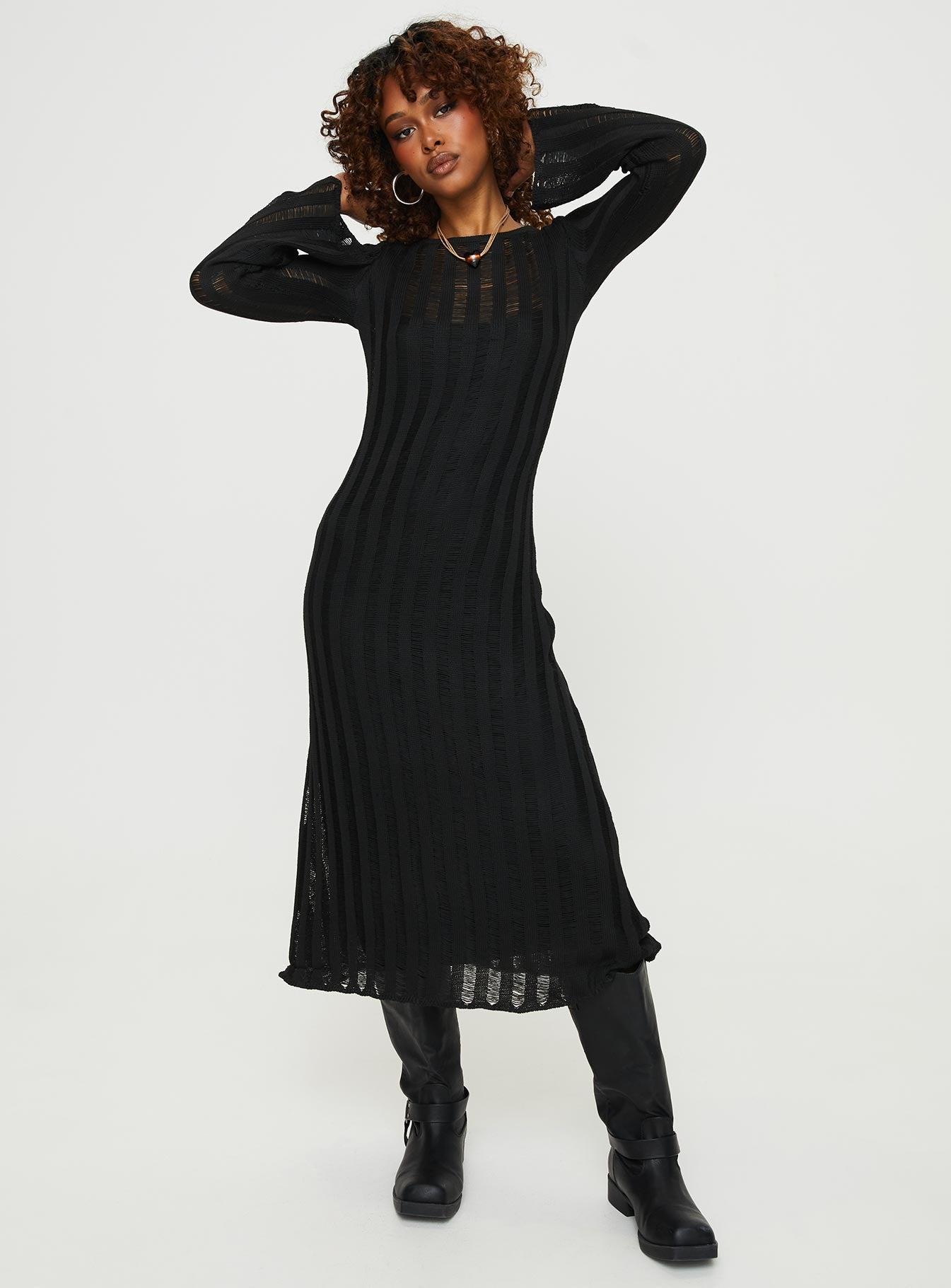 Sabinne Long Sleeve Maxi Dress Black