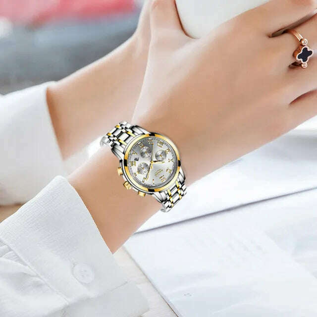 2022 LIGE Ladies Watches Top Brand Luxury Fashion Stainless Steel Watch Women Chronograph Quartz Clock Waterproof Wristwatch+Box