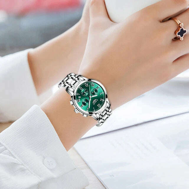 2022 LIGE Ladies Watches Top Brand Luxury Fashion Stainless Steel Watch Women Chronograph Quartz Clock Waterproof Wristwatch+Box