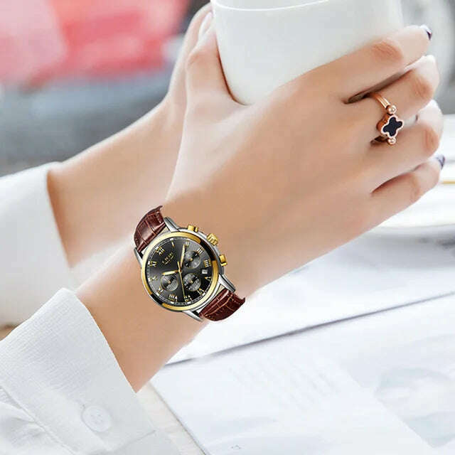 2022 LIGE Ladies Watches Top Brand Luxury Fashion Stainless Steel Watch Women Chronograph Quartz Clock Waterproof Wristwatch+Box