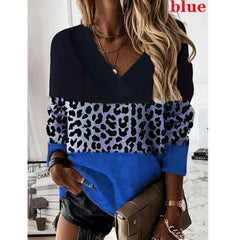 2022 Women Fashion Plus Size Loose Casual Blouses Long Sleeve Leopard Print Floral Print V Neck Spring And Autumn Tops