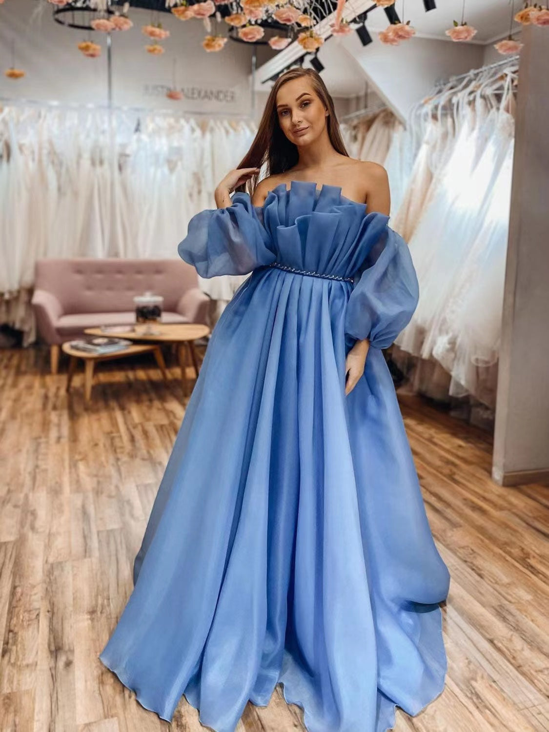 A-line Chiffon Fashion Prom Dresses, Elegant 2022 Newest Long Prom Dresses, Popular Girl Evening Party Dresses