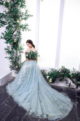 Popular Stars Fashion Wedding Dresses, A-line Tulle Wedding Dresses, Newest Long Prom Dresses