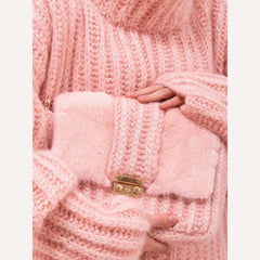 2023 Fashion Fluffy Turtleneck Women Sweater Tops Knitted Casual Warm Sweaters Female Lady Soft Long Sleeve Pullover Streetwear