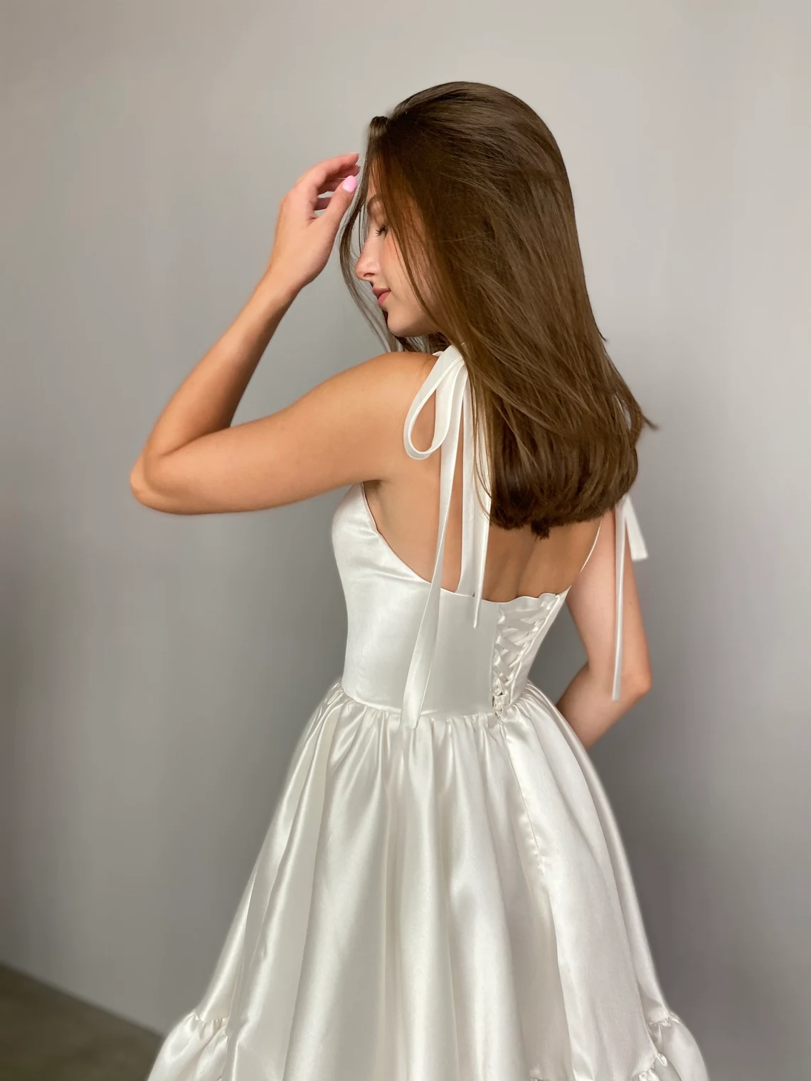 Straps Cute Satin Mini Wedding Dresses, Mini Bridal Gown, Chic Wedding Dresses, Newest Prom Dresses, Homecoming Dresses