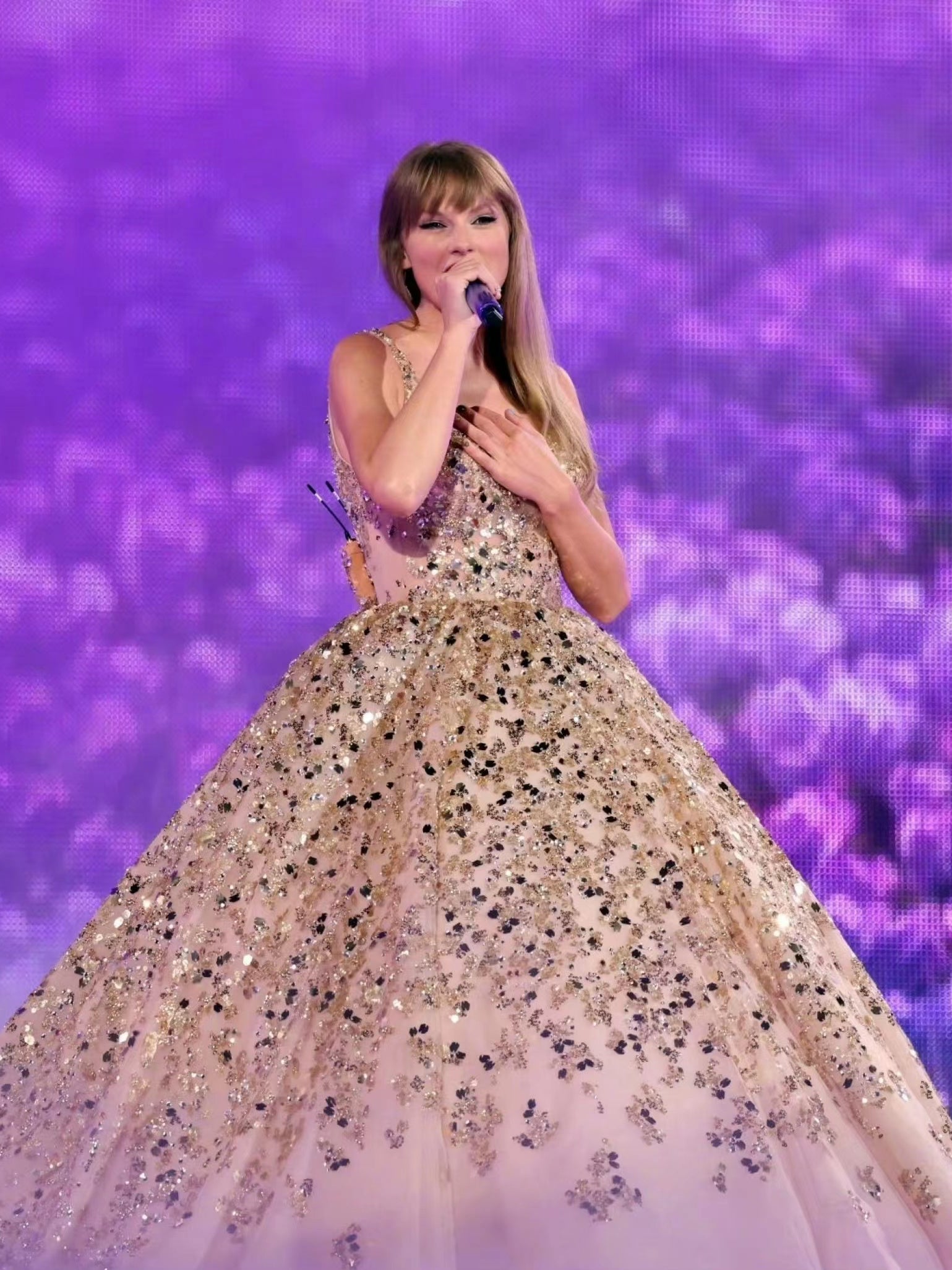 Recreation of Taylor Swift The Enchanted Champagne Beaded Ball Gown, Newest Prom Dresses, Celebrity Dresses