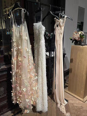 Spaghetti A-line Floral Tulle Gown, Dreamy Party Dresses, Newest 2024 Prom Dresses